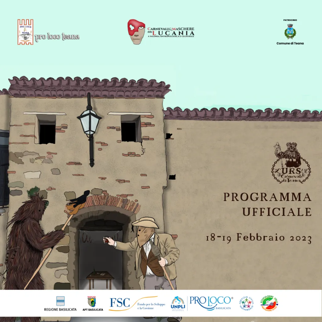 Locandina del programma ufficiale de L'Urs, Carnevale di Teana, 18 e 19 febbraio 2023